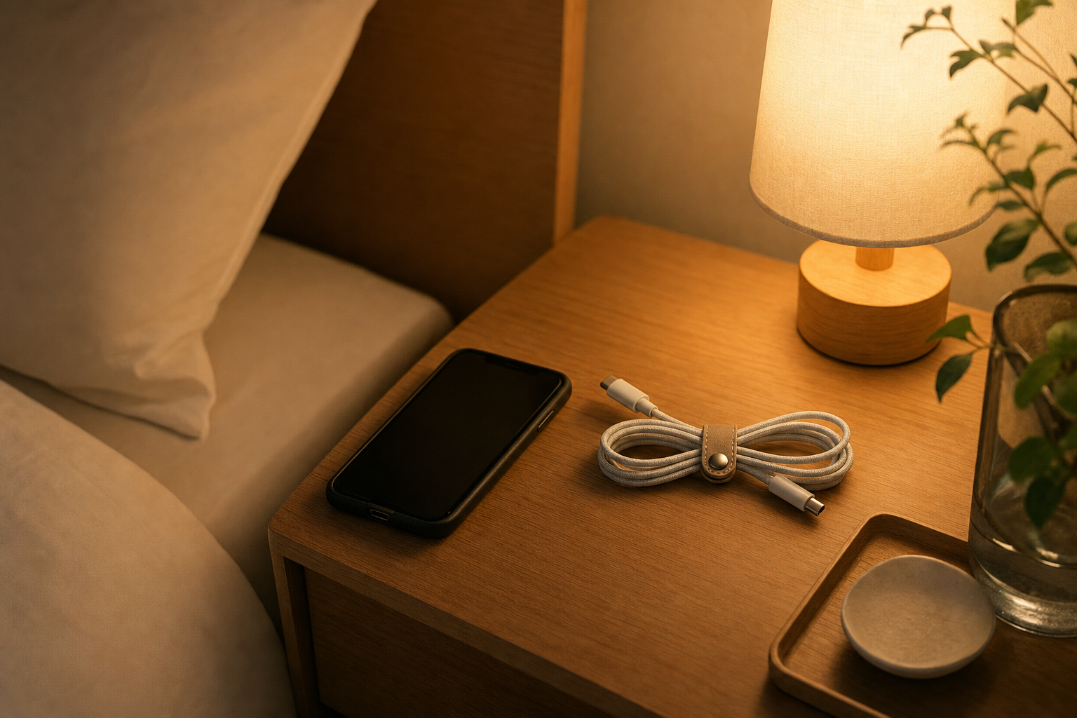 寝る前の充電ケーブルを迷子にしない