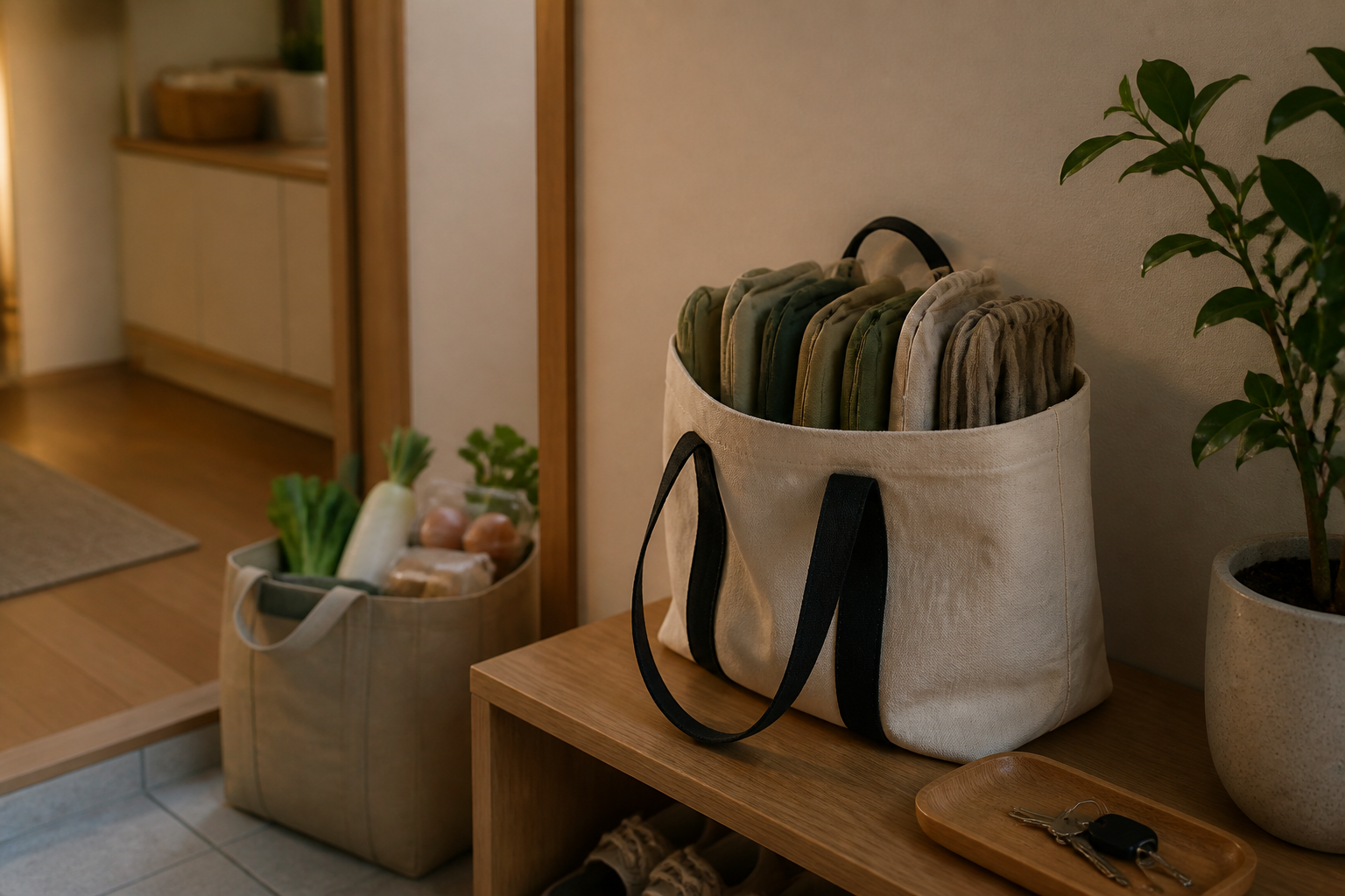 買い物袋を帰宅後に散らばらせない