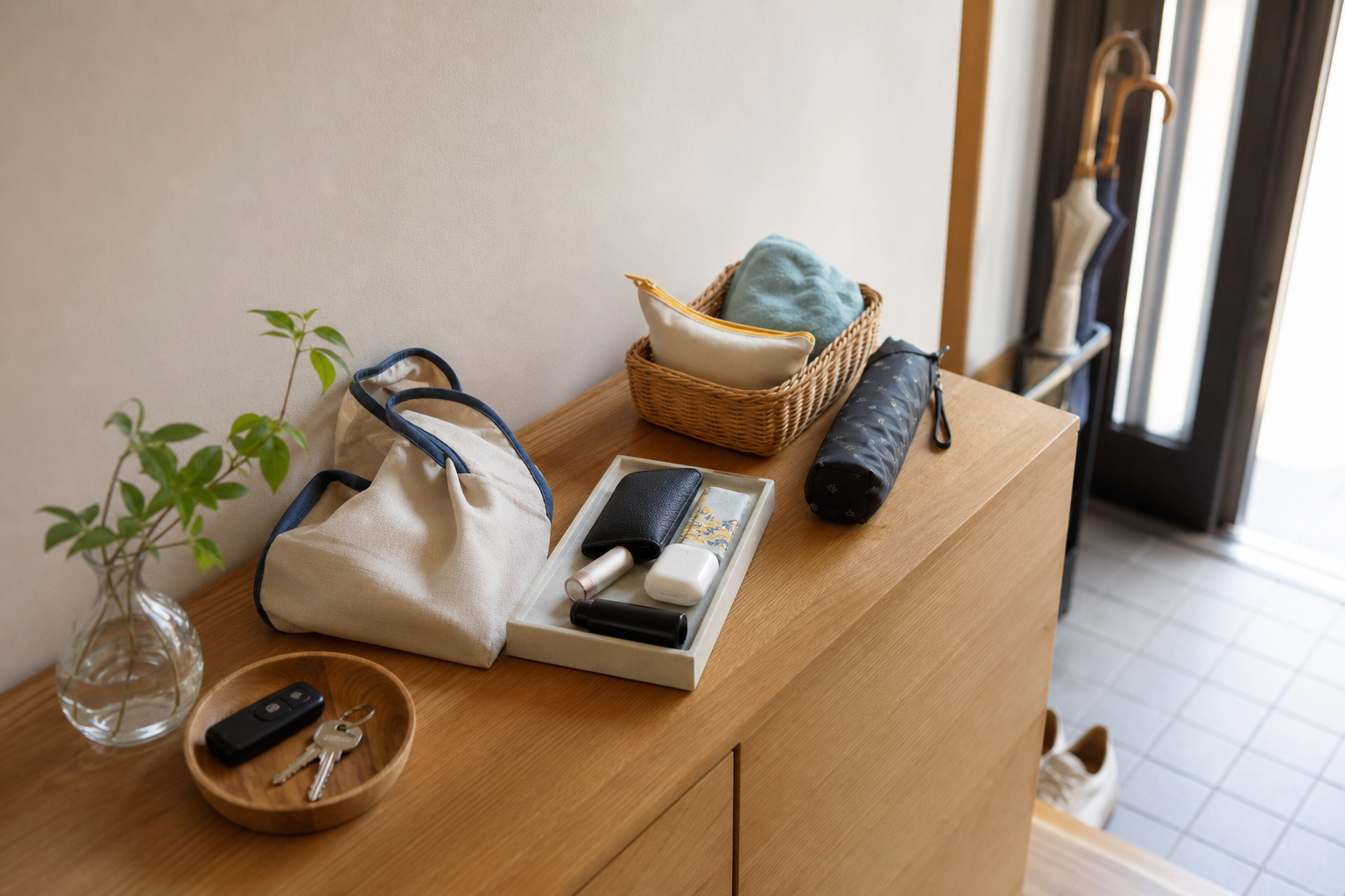 玄関にまとめる小物