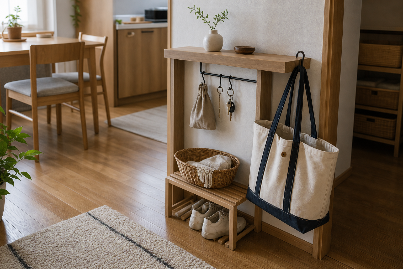 部屋の床にバッグを置かない