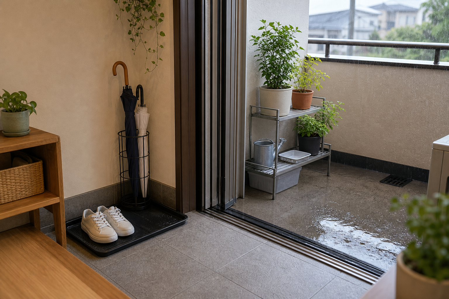 ベランダや玄関まわりの雨対策