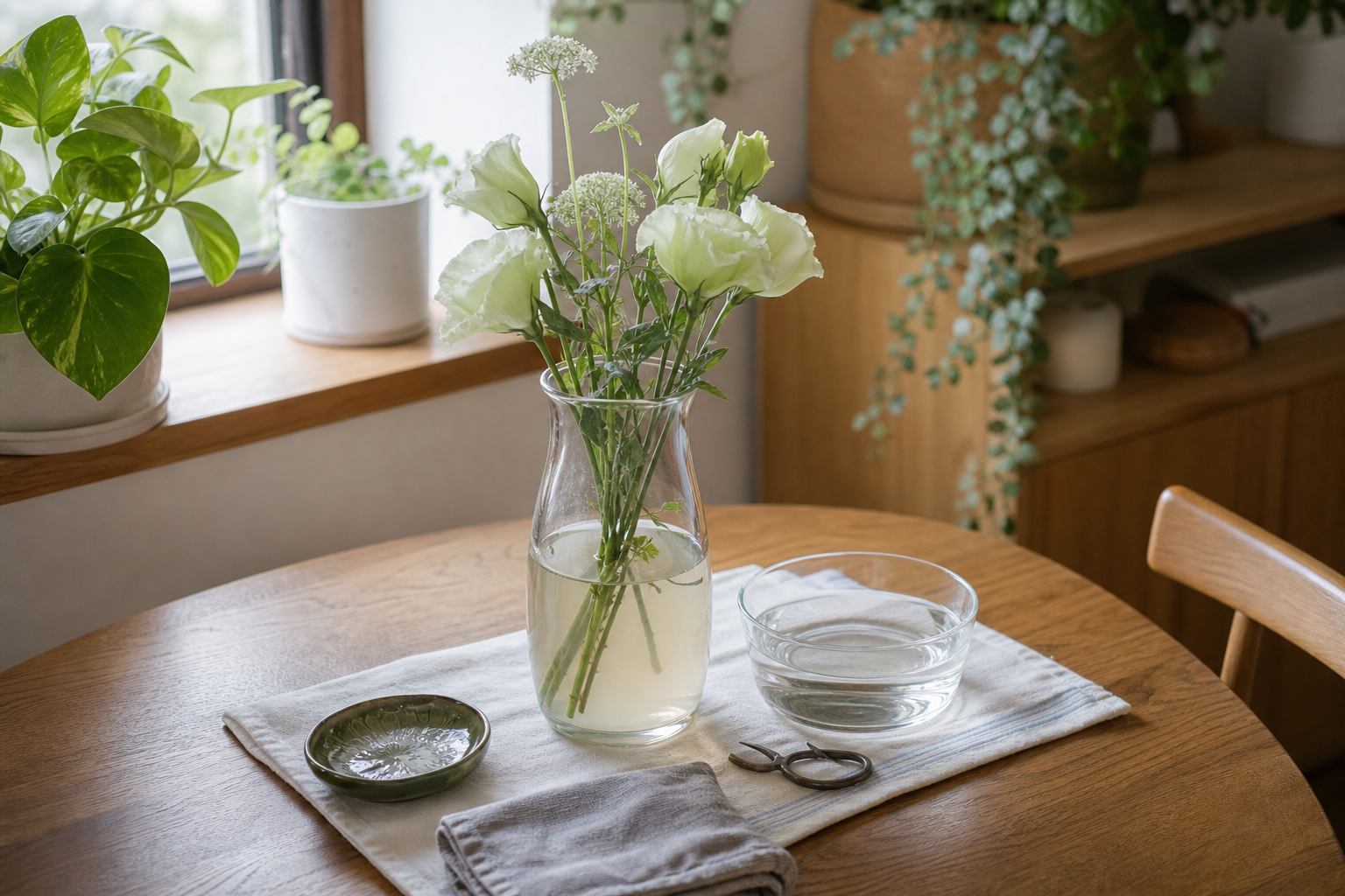 花瓶や植物まわりの水替え