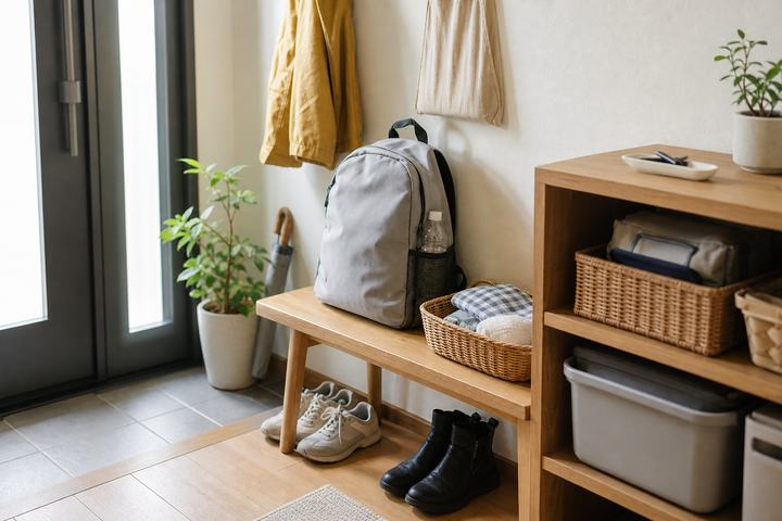 災害用バッグを生活の中に置く
